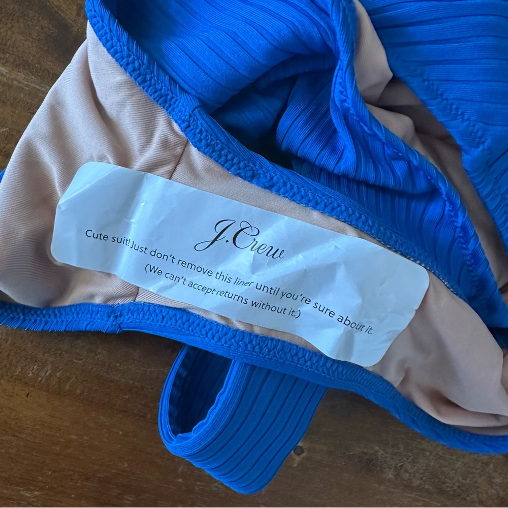 NWT J. Crew Wide-Rib Belted One-Piece Swimsuit blue ladies 10 - Picture 5 of 9